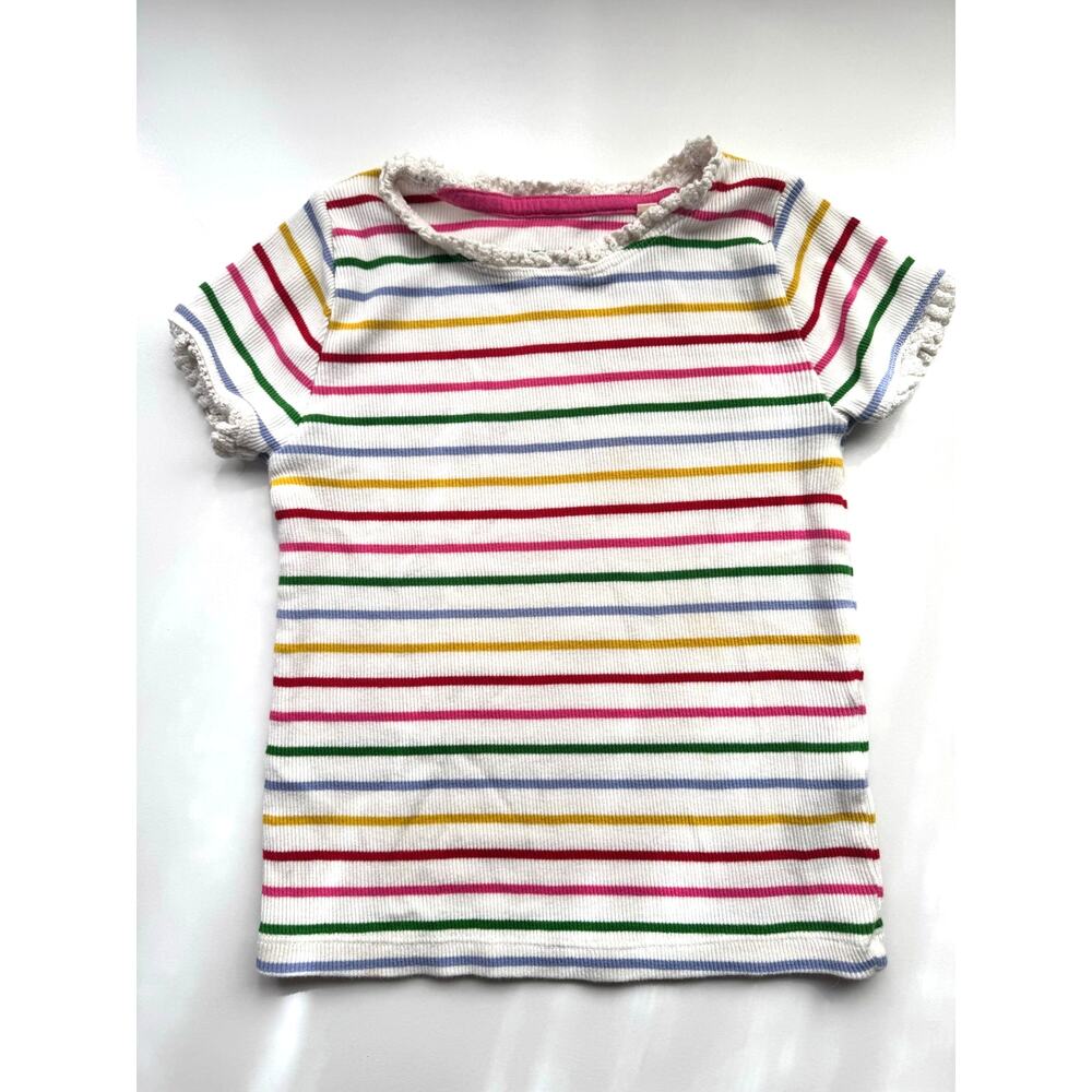 Mini Boden Girls' Lace Trim Ribbed T-shirt 4-5Y